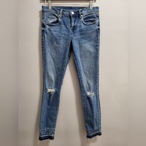 BlankNYC The Reade Crop Skinny Raw Hem Distressed Denim Jeans Size 26